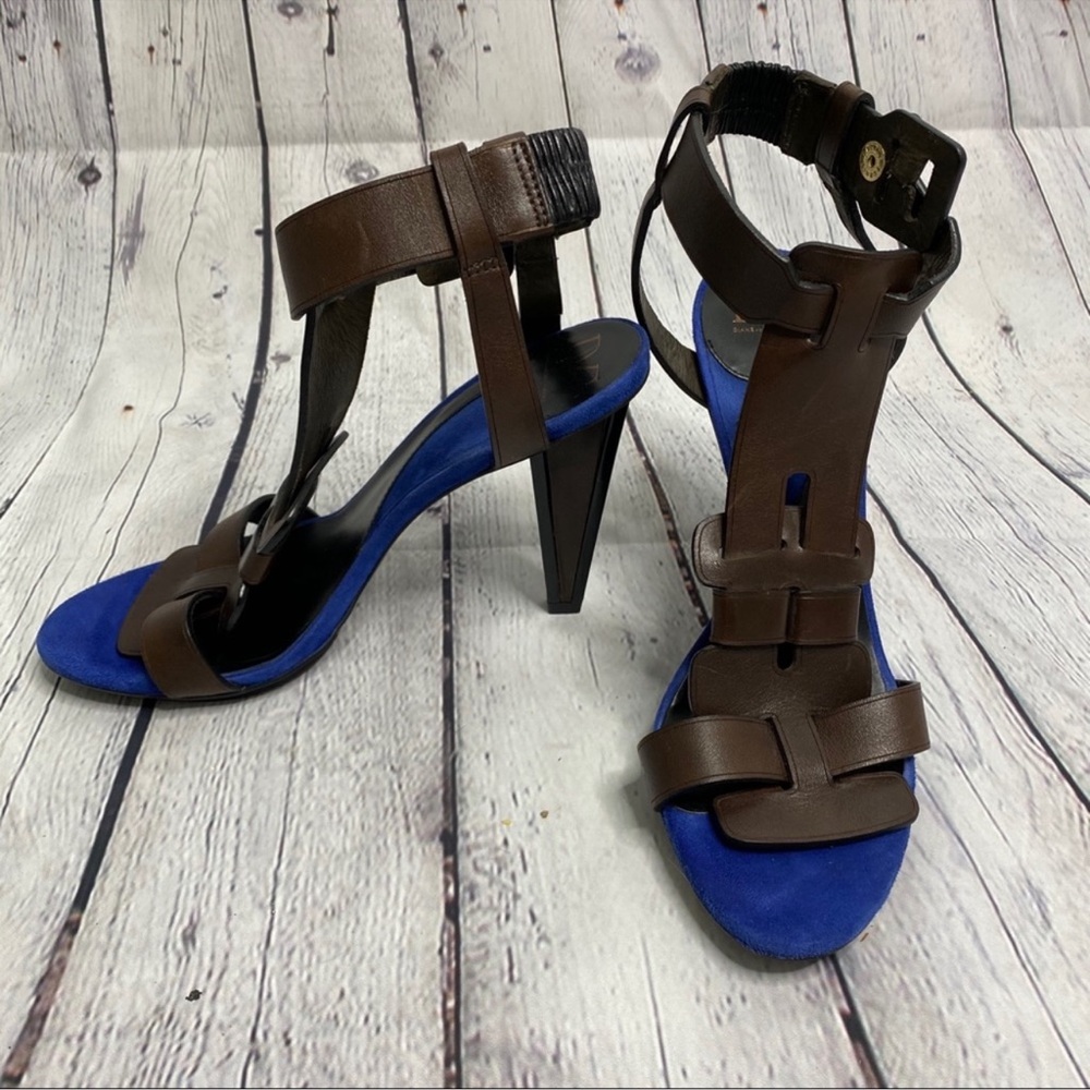 Diane Von Furstenberg blue brown heels